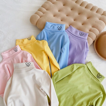 Children's Dove fleece high-neck base shirt, boys' autumn and winter fleece top, girls' winter long-sleeved T-shirt Children's Dove fleece high-neck base shirt, boys' autumn and winter fleece top, girls' winter long-sleeved T-shirt